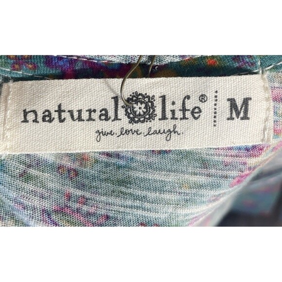 Natural Life Bohemian Fall Hangout Cotton Midi Dress Green Floral Pocket M NWT - Picture 12 of 12